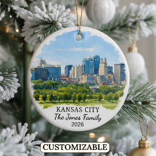 Personlig utsmyckning från Kansas City, Anpassad K Julgransprydnad Keramik