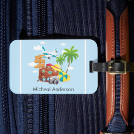 Personlig Vacation Art Blue Travel Bagagebricka