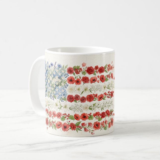 Personlig vacker akvarell amerikansk flagga kaffemugg (Framsida vänster)