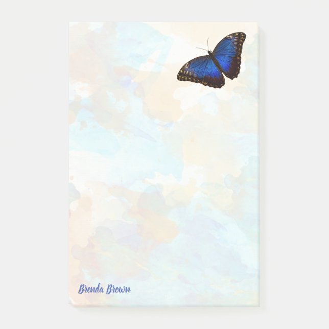 Personlig Vacker Blå Morpho Fjäril  Post-it Block (Framsida)