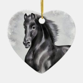 Personlig Vacker Black Horse Heart-jul Julgransprydnad Keramik