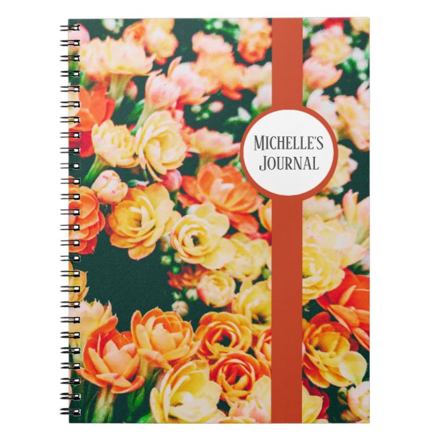 Personlig - vacker Blommigt Journal / bärbar dator Anteckningsbok (Framsidan)