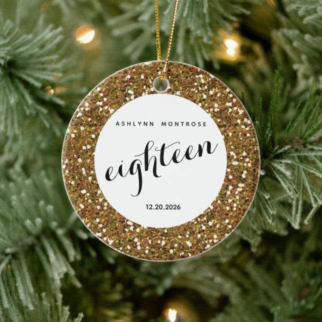 Personlig Vacker Guld Glitter Arton Julgransprydnad Keramik (Träd)