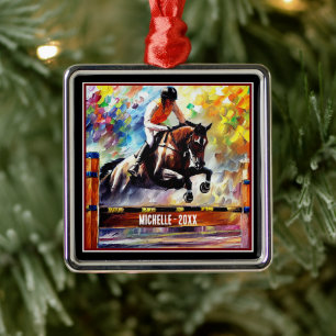 Personlig Vacker Horse Jumping jul Julgransprydnad Metall