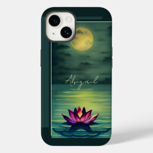 Personlig vacker Lotus Flower och Full Moon