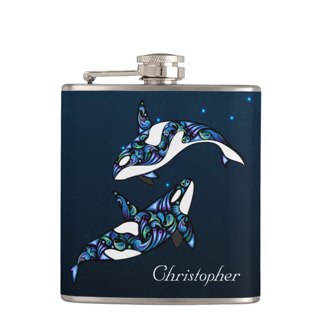 Personlig Vacker Orca Whales Beach Wedding Fickplunta (Framsidan)