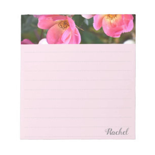 Personlig Vacker Rosa Flowers Lining Anteckningsblock
