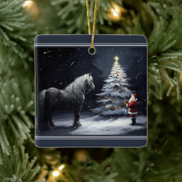 Personlig Vackra Horse och jultomten Julgransprydnad Keramik