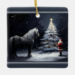 Personlig Vackra Horse och jultomten Julgransprydnad Keramik