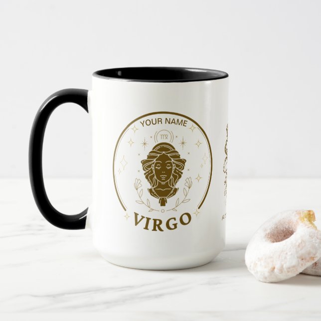 Personlig Våg Zodiac 15 oz Kaffe Mugg (Med munk)