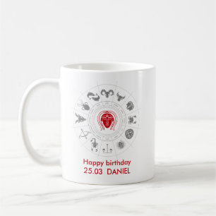 Personlig Våg Zodiac Birthday Gift Kaffemugg