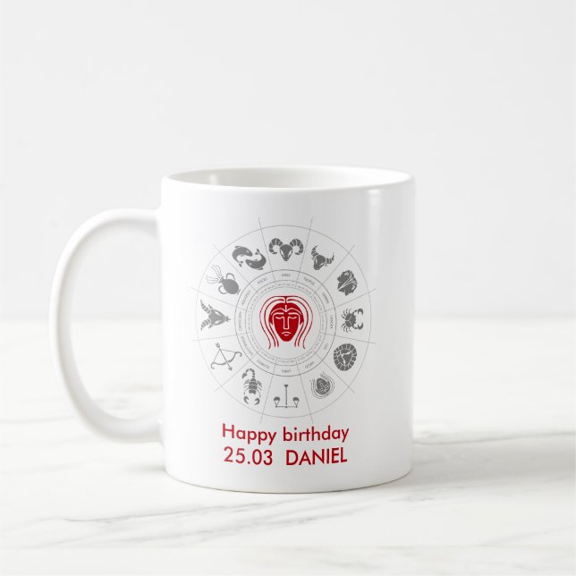 Personlig Våg Zodiac Birthday Gift Kaffemugg (Vänster)