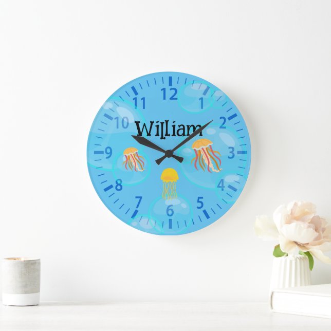 Personlig vägg med nautisk barnmönster stor klocka (Hem)