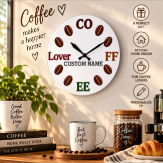 Personlig väggklocka med kaffebönor present
