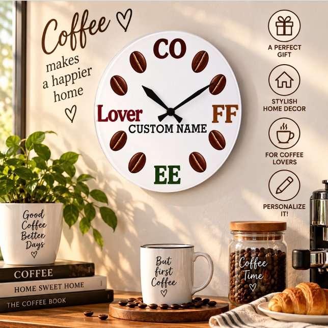 Personlig väggklocka med kaffebönor present (Skapare uppladdad)