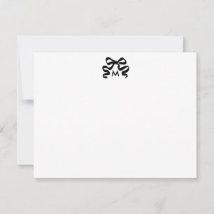 Personlig Vågigt Bow Monogram Initial Anteckningskort