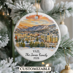 Personlig Vail-ornament, Anpassad Colorado-stat Julgransprydnad Keramik