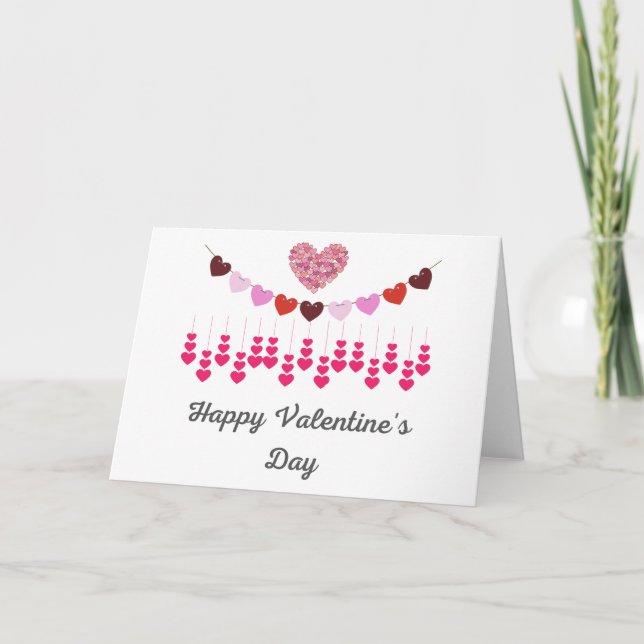 Personlig valentinaskort Rosa Hjärtan Kort (Framsida)