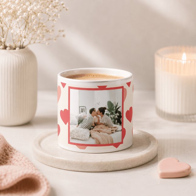 Personlig valentinbild med hjärtan espressomugg (Skapare uppladdad)