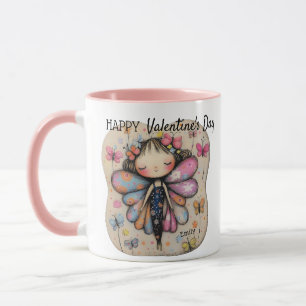 Personlig Valentindagen Cute Butterfly Fairy Mugg