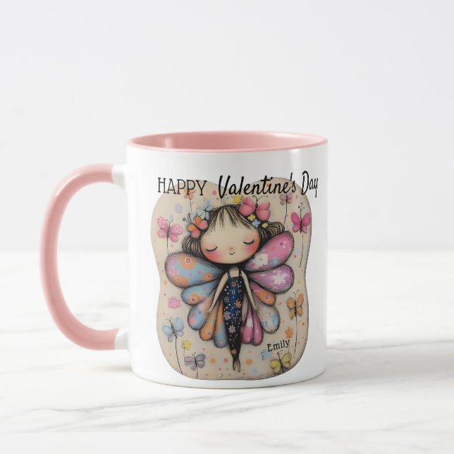 Personlig Valentindagen Cute Butterfly Fairy Mugg (Vänster)