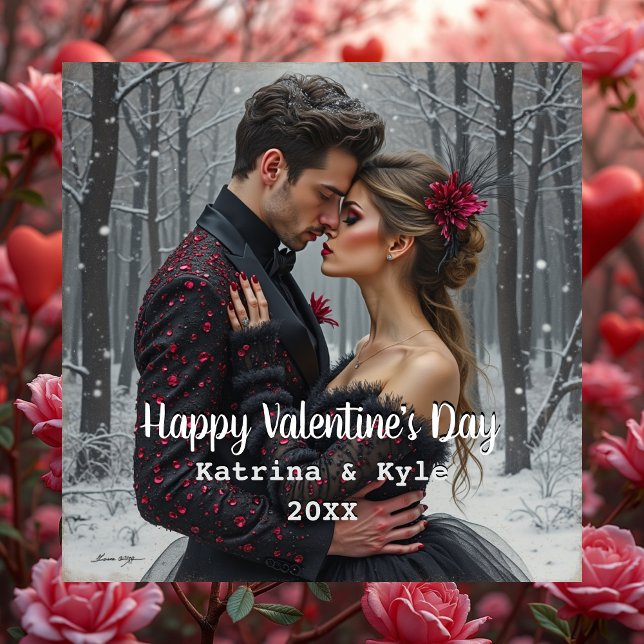 Personlig Valentindagen Foto & Namn Ornament (Personalized Valentine's Day Photo & Name Gift Ornament)