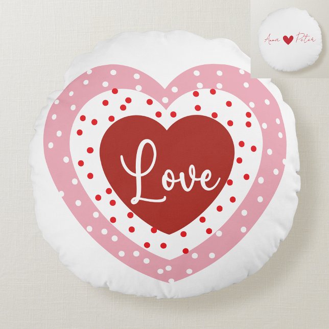 Personlig Valentindagen Heart Rund Kudde (Skapare uppladdad)