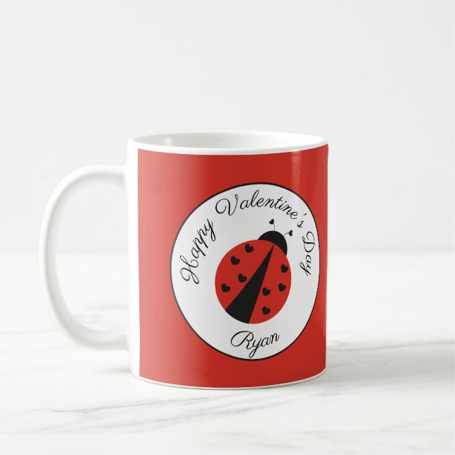 Personlig Valentindagen Mugg Ladybugs Hearts (Vänster)