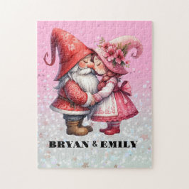 Personlig Valentine Gnome-paret Jigszle Puzzle Pussel