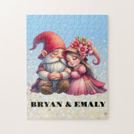 Personlig Valentine Gnome-paret Jigszle Puzzle Pussel
