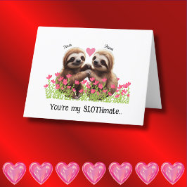 Personlig Valentine-luttrad i rosa och röd för Slo Helgkort