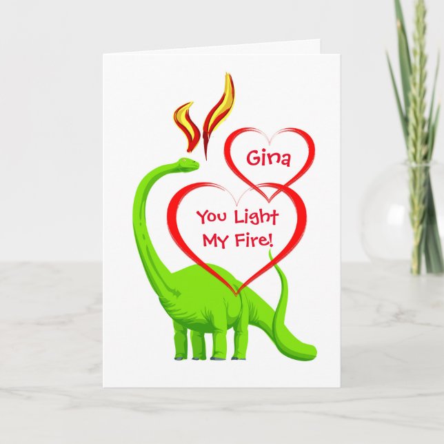 Personlig Valentine med örter och dosinosaur Kort (Framsida)