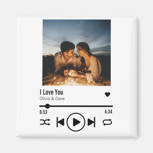 Personlig Valentine Photo Sång Playlist Magnet (Framsidan)