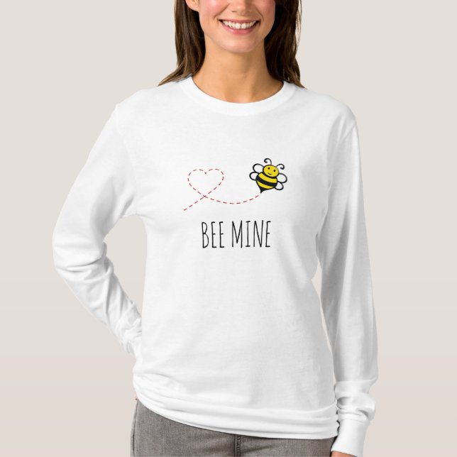 Personlig Valentine Quote - Bee Mine Tecknad T- T Shirt (Framsida)