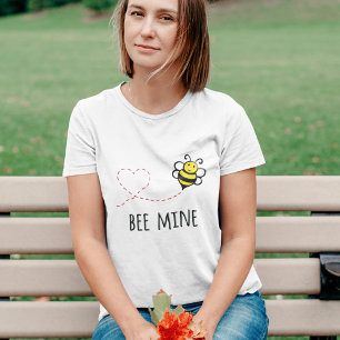 Personlig Valentine Quote - Bee Mine Tecknad T- T Shirt