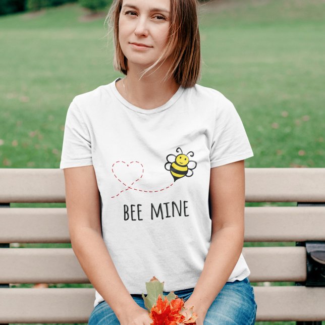 Personlig Valentine Quote - Bee Mine Tecknad T- T Shirt (Skapare uppladdad)