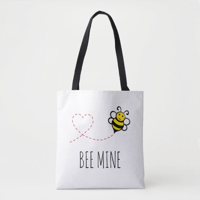 Personlig Valentine Quote - Bee Mine Tecknad Tygkasse (Framsida)