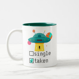Personlig Valentine Single Taken UFO Två-Tonad Mugg
