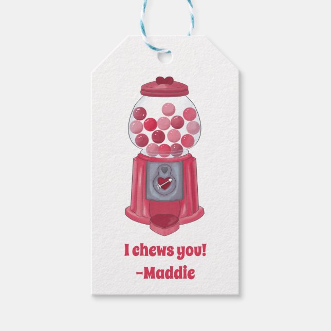 Personlig Valentines Bubble Gum Boll Maskin Presentetikett (Framsidan)