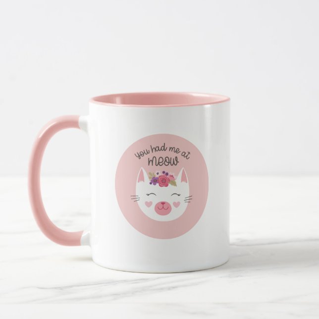 Personlig Valentines day Cute Cat Mugg (Vänster)
