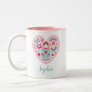 Personlig Valentines day Rosa Heart Mugg