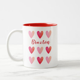 Personlig Valentines day Rosa Red Hearts Två-Tonad Mugg