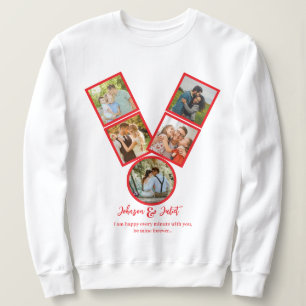 Personlig Valentines day V-formad fotokollage T Shirt
