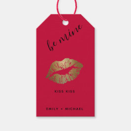 Personlig Valentines Rosa Black LÄPPAR KISS GULD Presentetikett