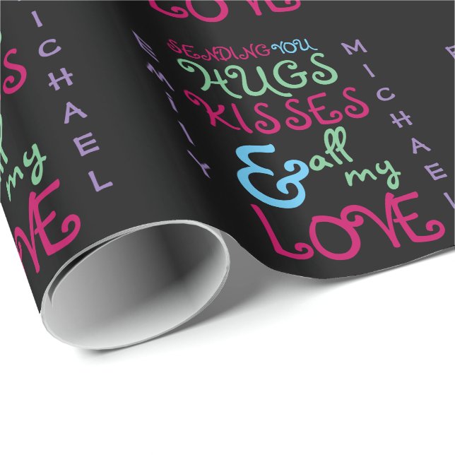 Personlig Valentineser Modern Funky TEXT 2 Presentpapper (Rullad Hörn)