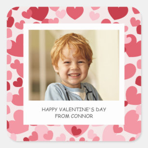 Personlig valentinpresent för klassrummet med foto fyrkantigt klistermärke