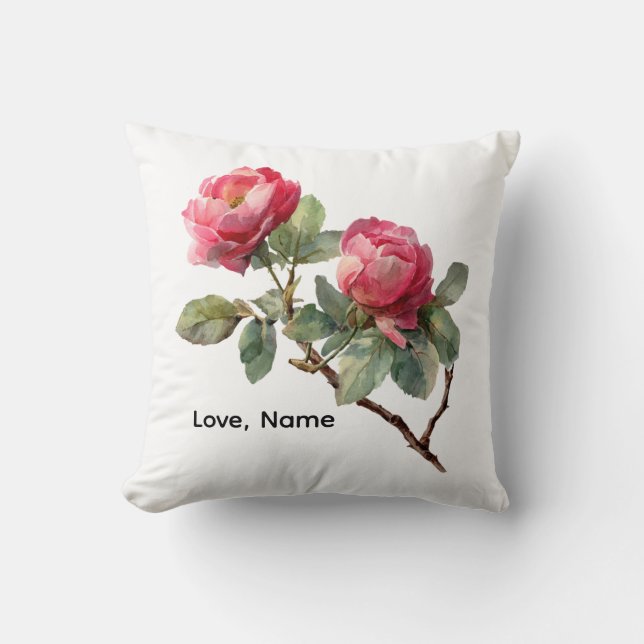 Personlig valentinros blommig kuddfodral  kudde (Framsida)