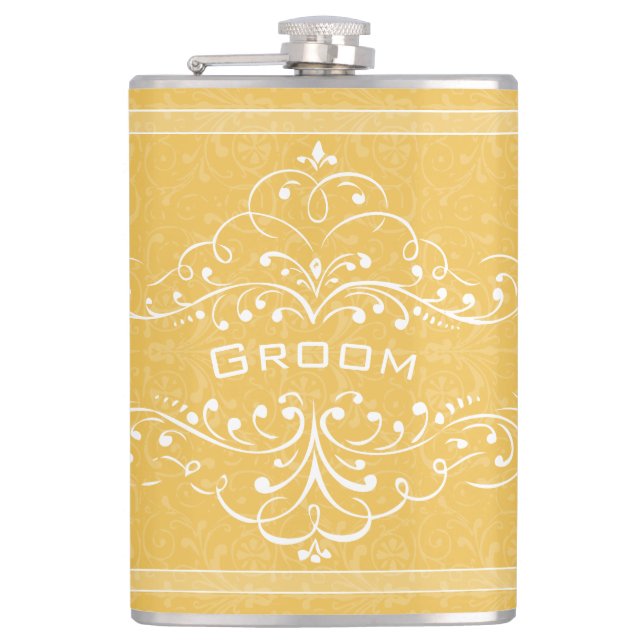 Personlig Valfri Färg-Vintage, blommande groom Fickplunta (Framsidan)