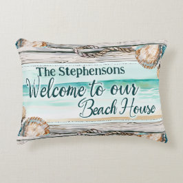 Personlig Välkommen till vårt busshus Prydnadskudde