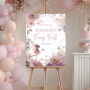 Personlig välkomstskylt för Floral Fairy Första Fö Poster